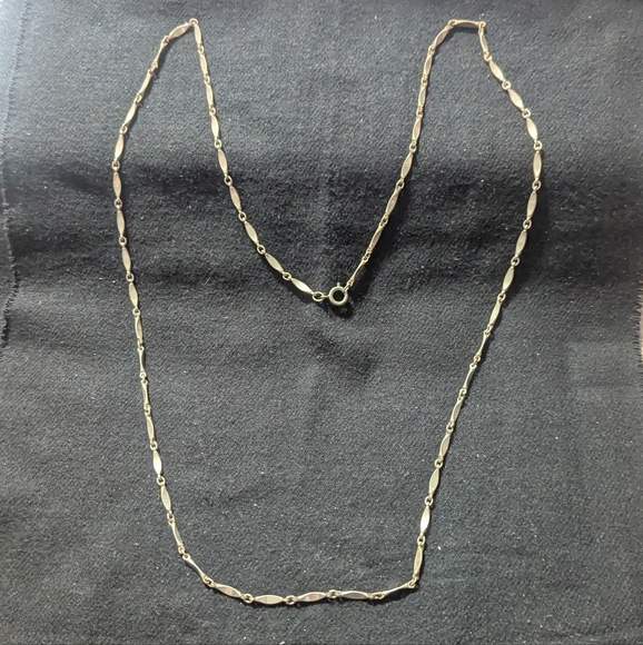 Silver Tone Curved Bar Chain Link Long Statement Necklace - Picture 1 of 3